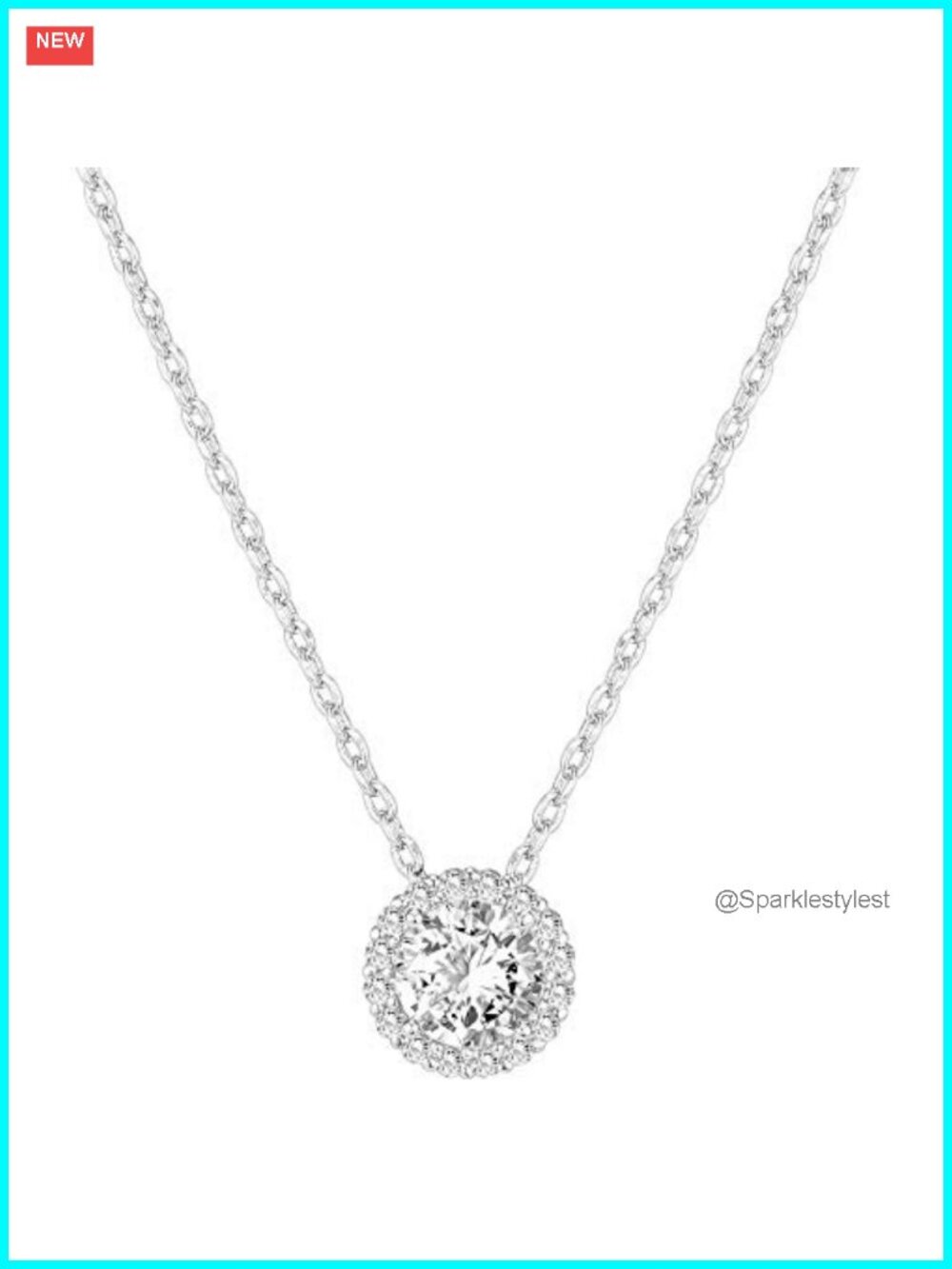 14K Gold Plated Solitaire Halo Pendant Necklace Adjustable